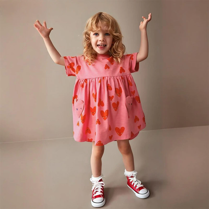 Cute Girl's Summer Dress New Arrival 2025 Short Sleeve with Lovely Heart Print Casual Wear Toddler Dresses for Girls 2-6 Years
Cute Girl's Summer Dress New Arrival 2025 Short Sleeve with Lovely Heart Print Casual Wear Toddler Dresses for Girls 2-6 Years