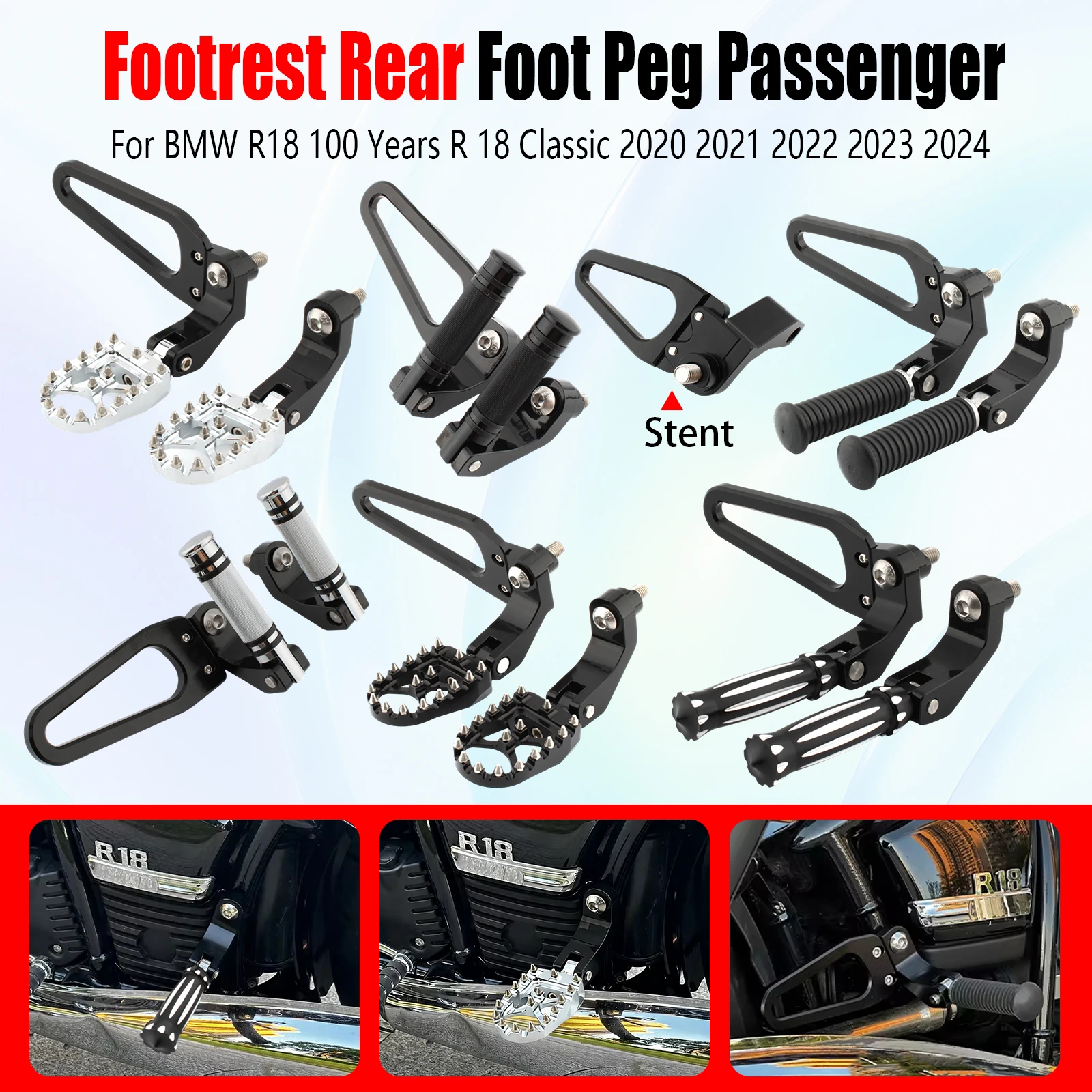 Motorcycle Rear Foot Rests Black Pegs Pedal Footpegs Mounting Kit For BMW R18 R1800 R18B Bagger R 18 Transcontinental 2020-2023
Motorcycle Rear Foot Rests Black Pegs Pedal Footpegs Mounting Kit For BMW R18 R1800 R18B Bagger R 18 Transcontinental 2020-2023