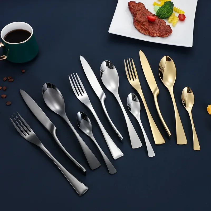 Stainless steel knife, fork and spoon four-piece set of titanium-plated tableware fish tail hotel home set cutlery set
Stainless steel knife, fork and spoon four-piece set of titanium-plated tableware fish tail hotel home set cutlery set