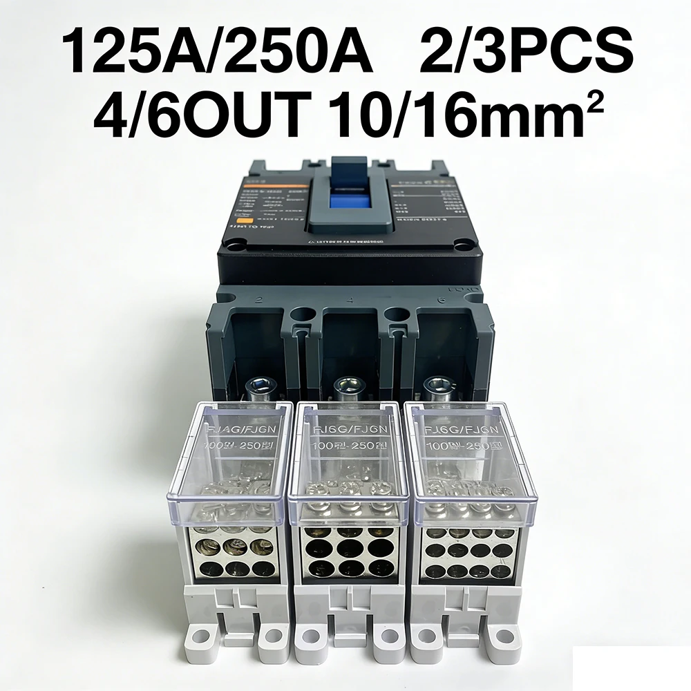 2/3PCS125A/250A MCCB Terminal Block Split adapter 1in4/6Out 10mm²/16mm² Cable for Cars and ship Distribution Box
2/3PCS125A/250A MCCB Terminal Block Split adapter 1in4/6Out 10mm²/16mm² Cable for Cars and ship Distribution Box
