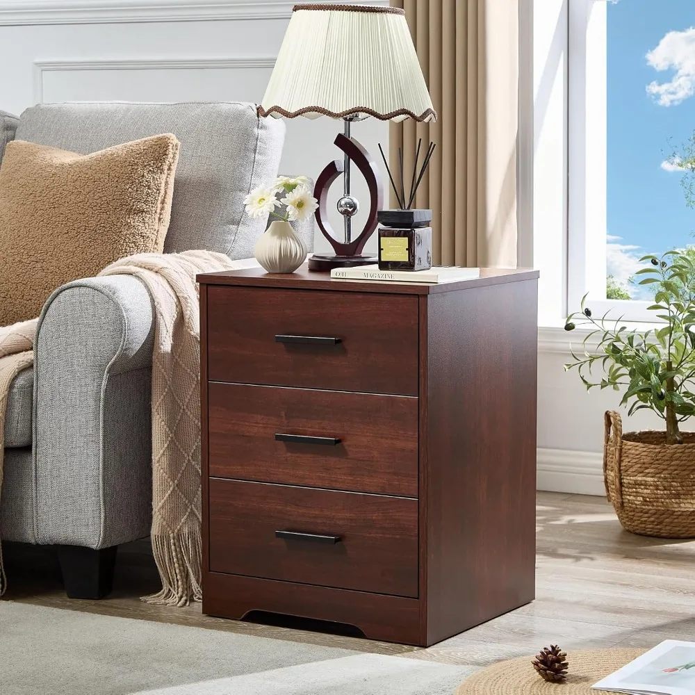 Bedroom bedside table, modern wooden bed cabinet with 3 drawers and charging station
Bedroom bedside table, modern wooden bed cabinet with 3 drawers and charging station