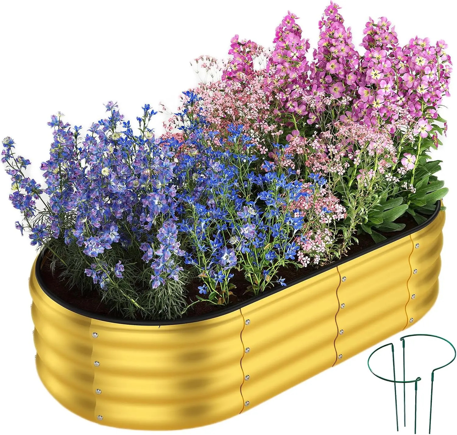 Galvanized Metal Planter Round Raised Garden Bed Kit for Gardening Outdoor Garden Box Raised Flower Bed 1PC Gold 4X2X1FT
Galvanized Metal Planter Round Raised Garden Bed Kit for Gardening Outdoor Garden Box Raised Flower Bed 1PC Gold 4X2X1FT