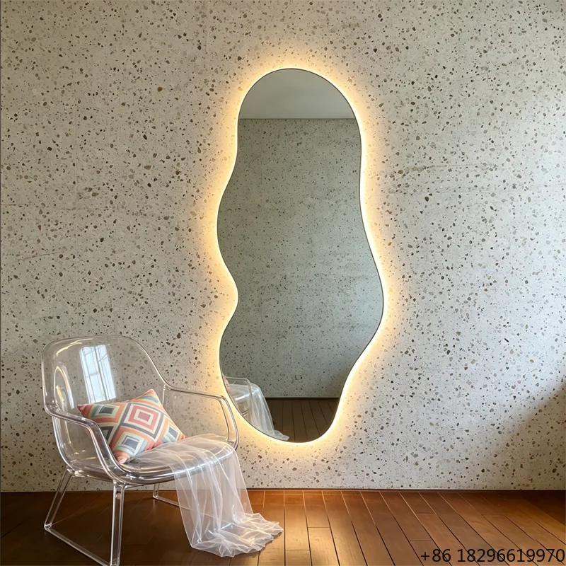 LED Full Body Irregular Mirror Wall Mounted Floor Standing Lighted Mirror For Clothing Store Bedroom
LED Full Body Irregular Mirror Wall Mounted Floor Standing Lighted Mirror For Clothing Store Bedroom