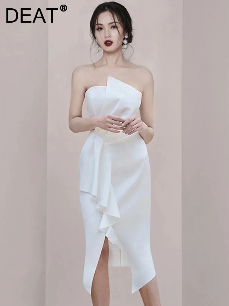 DEAT Wedding Party Strapless Dress For Women High Waist Split Niche Style Sleeveless Spliced Ruffles Female 2024 New 15KB2200
DEAT Wedding Party Strapless Dress For Women High Waist Split Niche Style Sleeveless Spliced Ruffles Female 2024 New 15KB2200