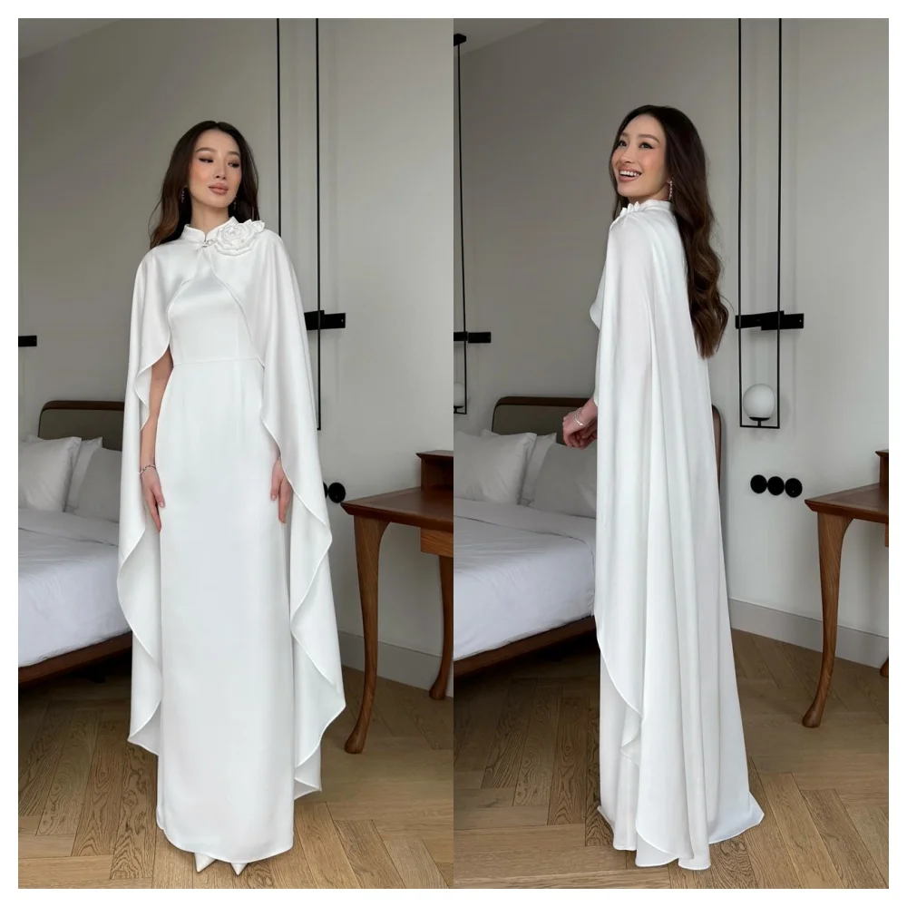 Customized Formal White Satin Evening Dress Exquisite Crew Neck Long Sleeves Party Dress Temperament Straight Celebrit
Customized Formal White Satin Evening Dress Exquisite Crew Neck Long Sleeves Party Dress Temperament Straight Celebrit
