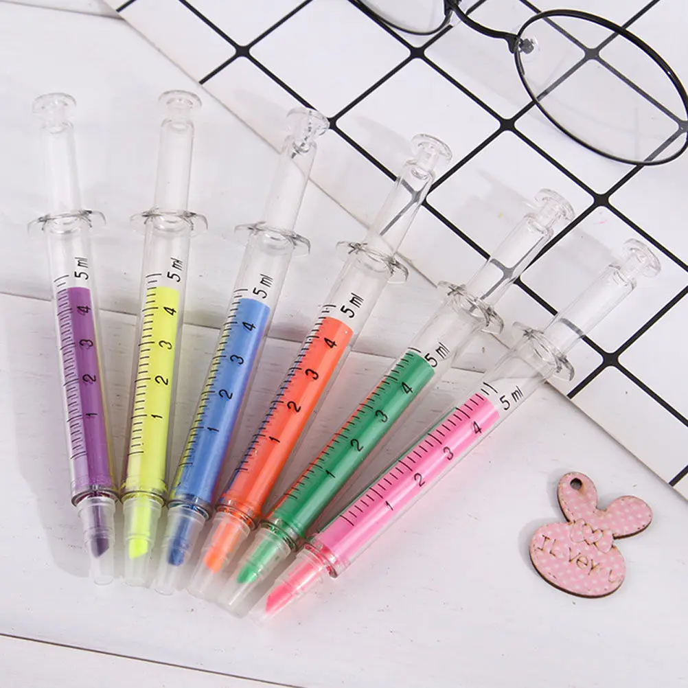 24Pcs Syringe-Shaped Highlighter Pens Plastic Bright Color Smooth Writing School Office Nurse Dentist Student Marking Tool
24Pcs Syringe-Shaped Highlighter Pens Plastic Bright Color Smooth Writing School Office Nurse Dentist Student Marking Tool