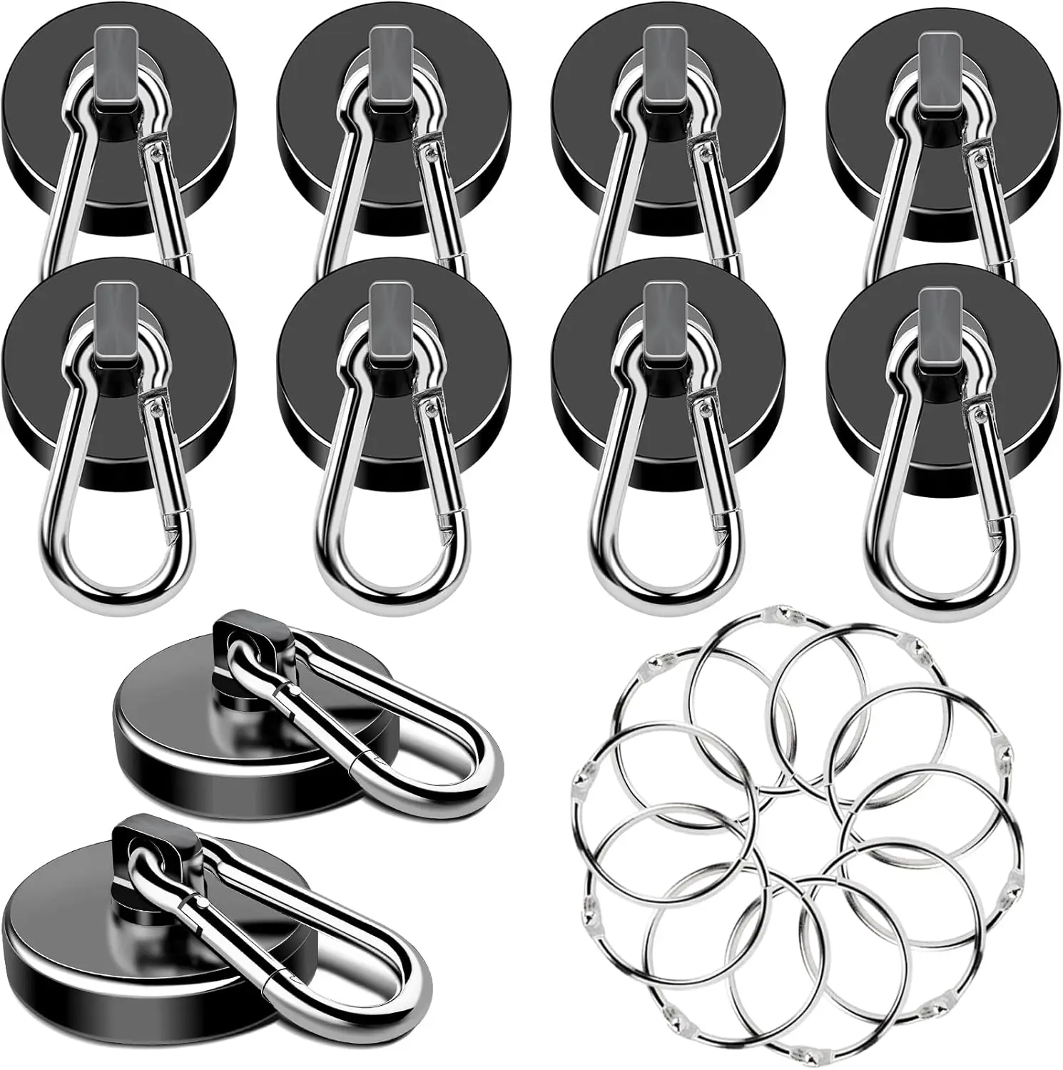 Magnetic Hooks Heavy Duty 110LBS, Strong Neodymium Magnets with Swivel Carabiner Hook for Cruise Cabin, Home, Office - 10 Pack
Magnetic Hooks Heavy Duty 110LBS, Strong Neodymium Magnets with Swivel Carabiner Hook for Cruise Cabin, Home, Office - 10 Pack