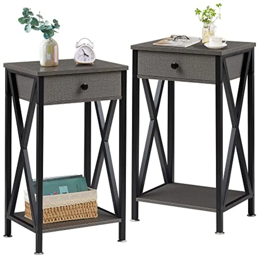 Tall Nightstand, 27.6 inch Wooden End Table with Metal X-Frame, Side Table with Drawer and Storage Shelf for Living Room Bedroo
Tall Nightstand, 27.6 inch Wooden End Table with Metal X-Frame, Side Table with Drawer and Storage Shelf for Living Room Bedroo