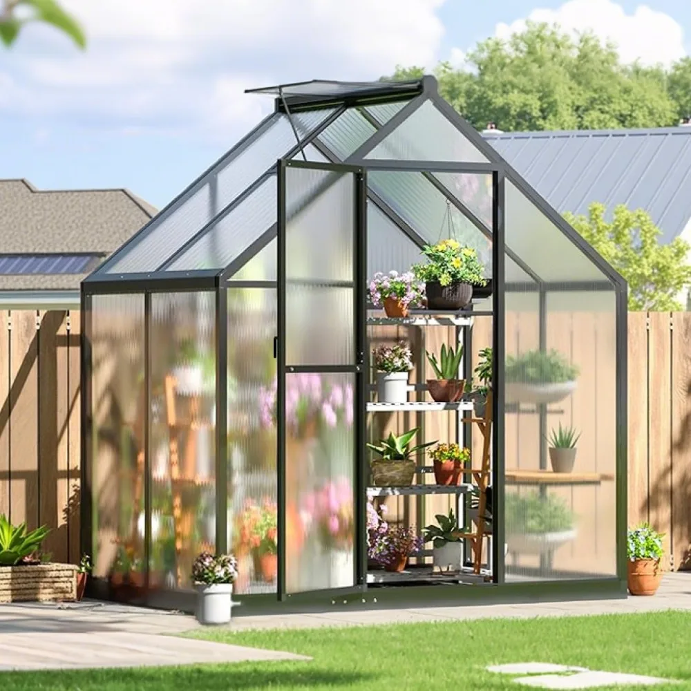 4x6FT Outdoor Greenhouse, Polycarbonate Green House, Small Walk-in Greenhouse with Vented Roof Window, Windproof Aluminum Frame
4x6FT Outdoor Greenhouse, Polycarbonate Green House, Small Walk-in Greenhouse with Vented Roof Window, Windproof Aluminum Frame