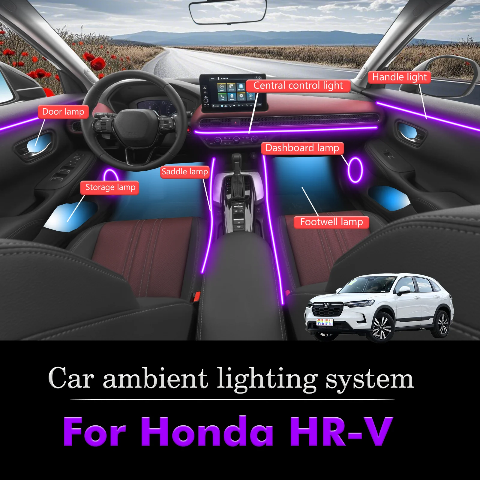 For Honda HR-V Smart Remote Control Car Interior Ambient Light RGB 64 Colors LED Energy Saving Efficient Lamp Kit
For Honda HR-V Smart Remote Control Car Interior Ambient Light RGB 64 Colors LED Energy Saving Efficient Lamp Kit