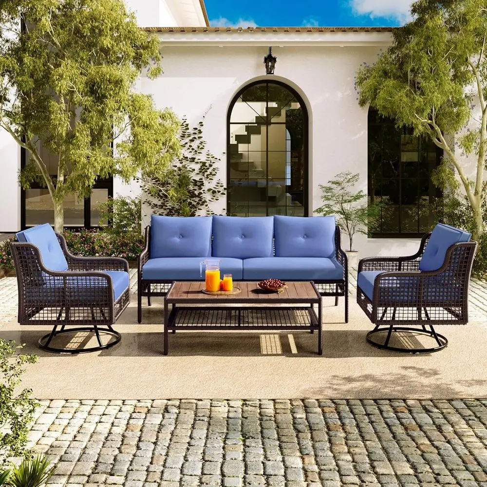 4-Piece Outdoor Wicker Patio Furniture Set with Swivel Chairs, Weather-Resistant Sectional Sofa for 5, Ideal for Backyard, Garde
4-Piece Outdoor Wicker Patio Furniture Set with Swivel Chairs, Weather-Resistant Sectional Sofa for 5, Ideal for Backyard, Garde