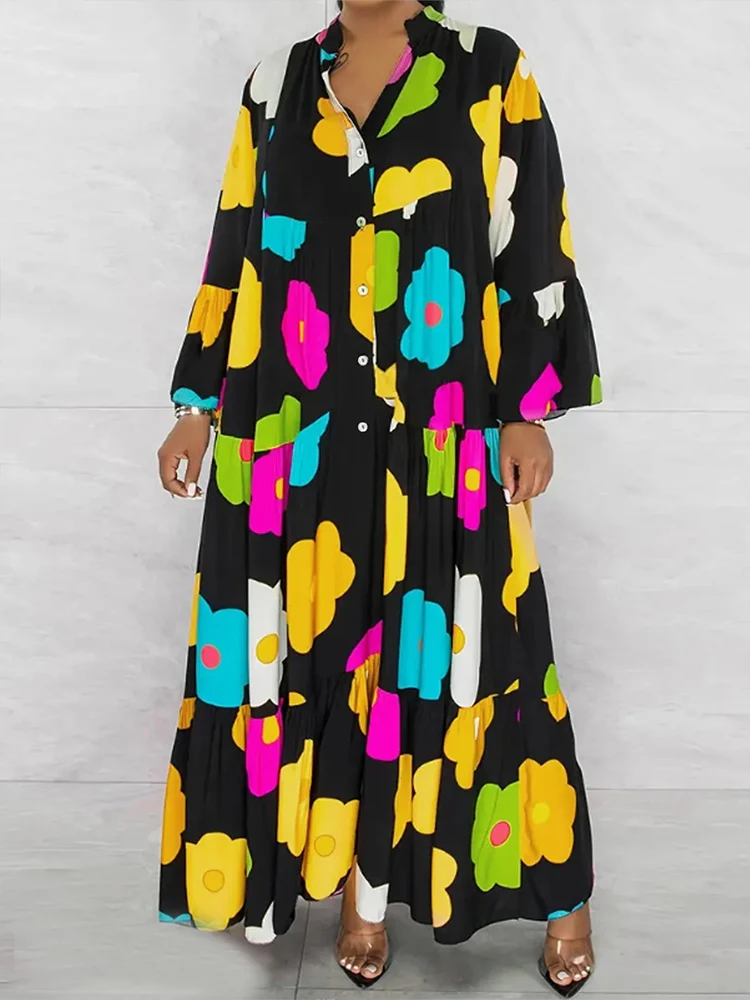 Plus Size 2026 Spring/Fall New Arrivals: Women's Printed V-Neck Long-Sleeve Button-Down Dress, Casual Everyday Wear
Plus Size 2026 Spring/Fall New Arrivals: Women's Printed V-Neck Long-Sleeve Button-Down Dress, Casual Everyday Wear