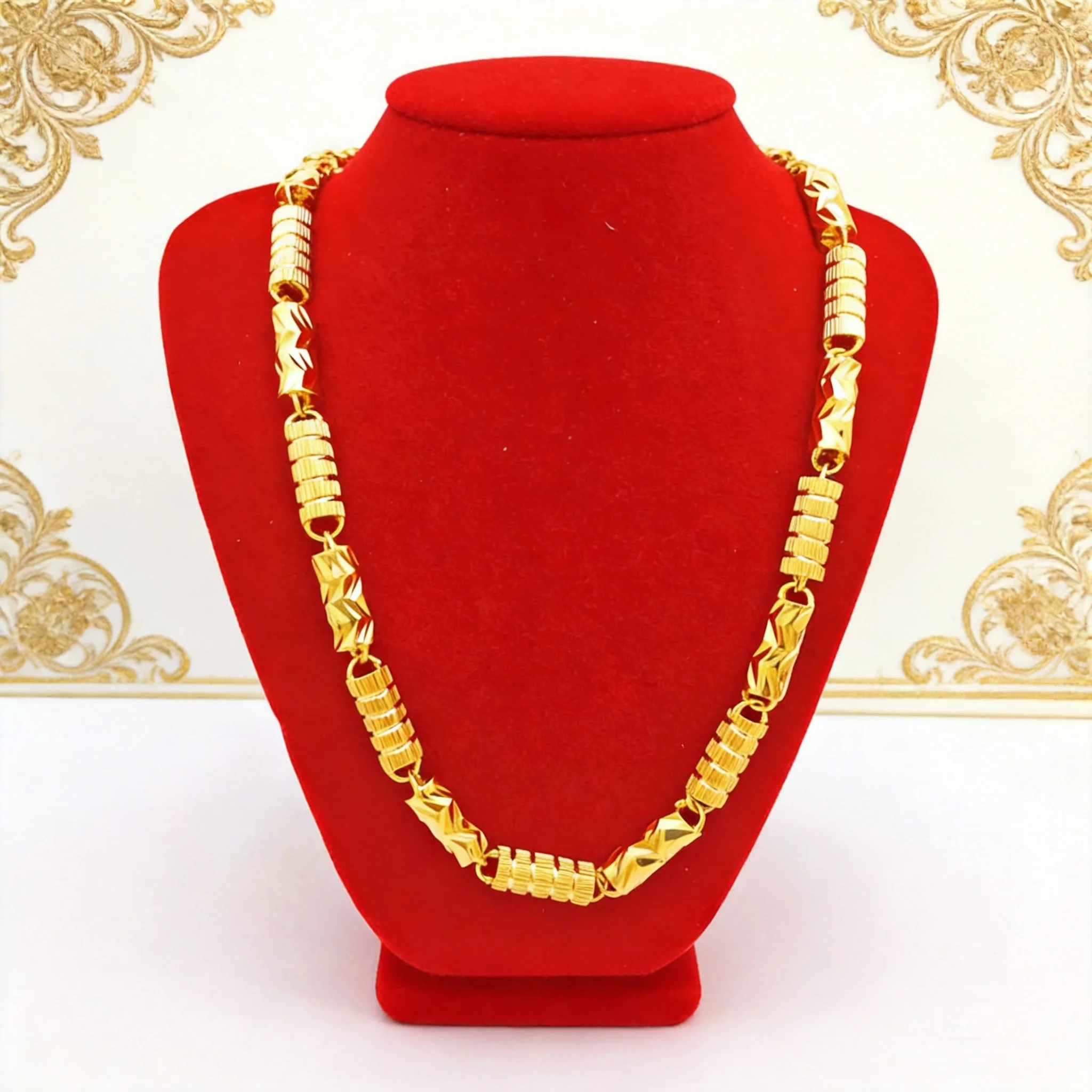 Men's Gold Plated Vietnamese Sand Gold Necklace Chinese Style Textured Cylindrical Bead 2026 Trendy Jewelry For Daily Party Wear
Men's Gold Plated Vietnamese Sand Gold Necklace Chinese Style Textured Cylindrical Bead 2026 Trendy Jewelry For Daily Party Wear
