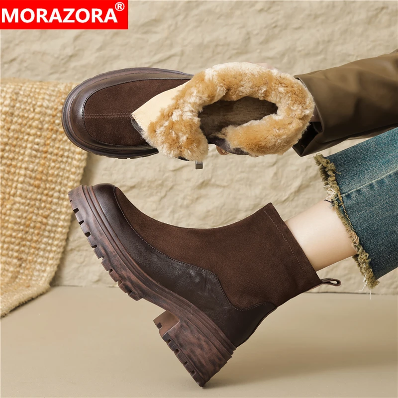 MORAZORA Chunky High Heels Ankle Boots For Women Zipper Nature Wool Platform Snow Boots Fashion Warm Winter Booties Female Shoes
MORAZORA Chunky High Heels Ankle Boots For Women Zipper Nature Wool Platform Snow Boots Fashion Warm Winter Booties Female Shoes