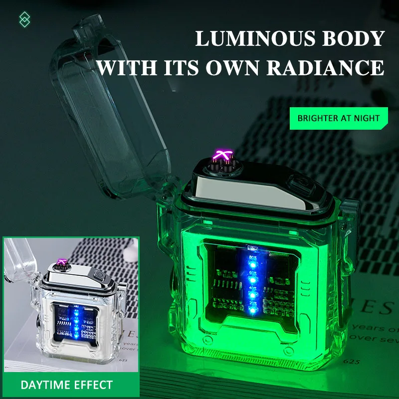 Hot Windproof Transparent Shell Electronic Pulse Flameless Double Arc Metal Mechanical Lighter Kitchen Outdoor Barbecue Lighter
Hot Windproof Transparent Shell Electronic Pulse Flameless Double Arc Metal Mechanical Lighter Kitchen Outdoor Barbecue Lighter