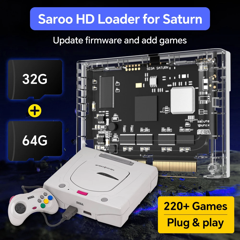 New Saroo HDLoader For Saturn for Sega Saturn Game Cartridge Support TF Menory Card With 220+Games Game&Firmware Update Support
New Saroo HDLoader For Saturn for Sega Saturn Game Cartridge Support TF Menory Card With 220+Games Game&Firmware Update Support