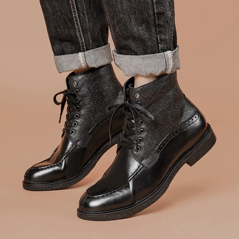 Vintage Brogue Carved Men Formal Dress Boots High Quality Genuine Leather Lace Up Chelsea Boots Men High Top Winter Shoes
Vintage Brogue Carved Men Formal Dress Boots High Quality Genuine Leather Lace Up Chelsea Boots Men High Top Winter Shoes