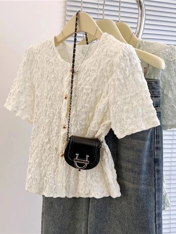 Ele Pleated ort Sve T-irt Women's Summer Faionable irt Age-Defng Sli Top Commute Sle Loose Fit round Ne
Ele Pleated ort Sve T-irt Women's Summer Faionable irt Age-Defng Sli Top Commute Sle Loose Fit round Ne