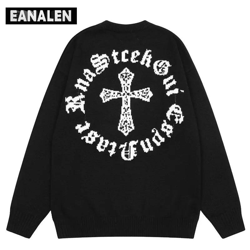 Harajuku Cross Letter Graphic Jumper Pullover Oversized Sweater Men's y2k Gothic Vintage Grandpa Knitted Ugly Sweater Women's
Harajuku Cross Letter Graphic Jumper Pullover Oversized Sweater Men's y2k Gothic Vintage Grandpa Knitted Ugly Sweater Women's