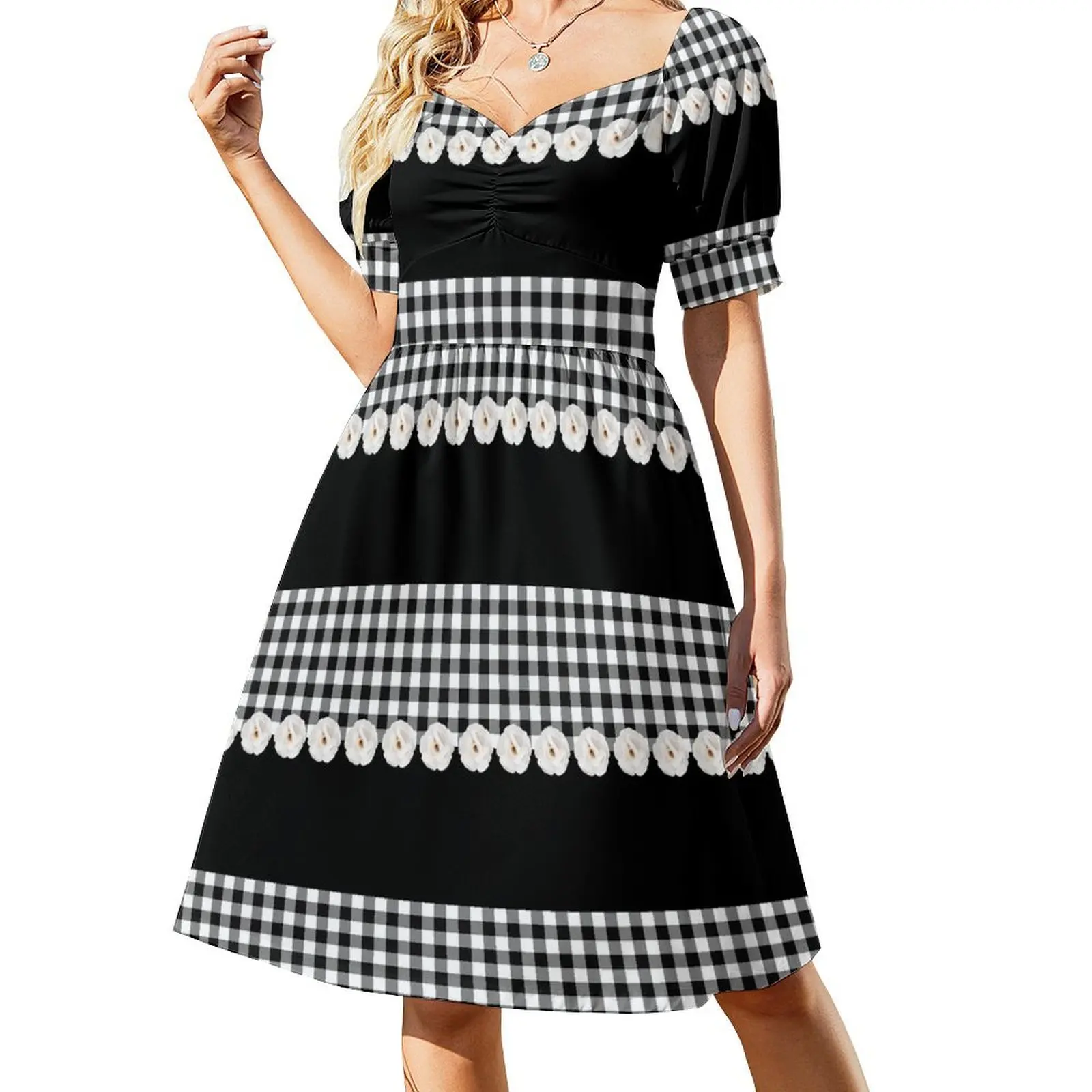 Black White Buffalo Checks & White Roses Short-Sleeved Dress elegant evening dresses for women 2025 dress Prom gown
Black White Buffalo Checks & White Roses Short-Sleeved Dress elegant evening dresses for women 2025 dress Prom gown
