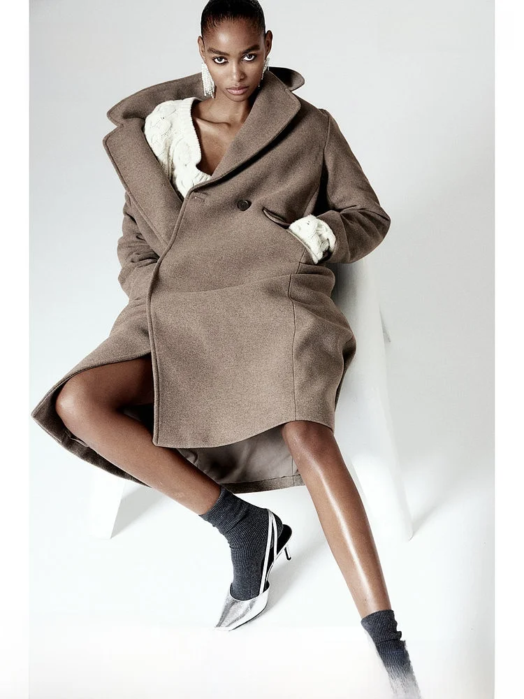 H&M Women's Woolen Coat Winter Double-Breasted Flat Notch Lapel Button Front Coat Polyester 95% Wool 5% Faionable Ele
H&M Women's Woolen Coat Winter Double-Breasted Flat Notch Lapel Button Front Coat Polyester 95% Wool 5% Faionable Ele