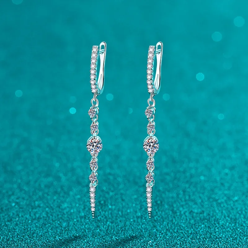 S925 Sterling Silver Full Moissanite Earrings for Women Long Tassels Water Drops Personality Trend Sweet Ear Pendants
S925 Sterling Silver Full Moissanite Earrings for Women Long Tassels Water Drops Personality Trend Sweet Ear Pendants