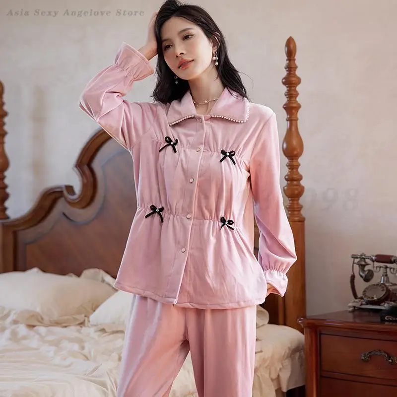 Autumn Winter Sweet Pajamas Set Cute Long Sleeved Island Velvet Sleepwear Trouser Pyjamas Suit Loungewear Thick Warm Nightwear
Autumn Winter Sweet Pajamas Set Cute Long Sleeved Island Velvet Sleepwear Trouser Pyjamas Suit Loungewear Thick Warm Nightwear