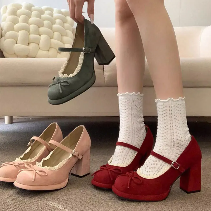 French Butterfly Knot Pink New High Heels Women's Spring 2026 Chunky Heel Low Cut Single Shoes Sweet Style Round Head Rubber
French Butterfly Knot Pink New High Heels Women's Spring 2026 Chunky Heel Low Cut Single Shoes Sweet Style Round Head Rubber