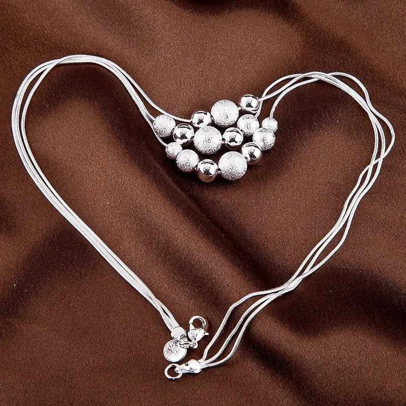 925 Sterling Silver Retro Frosted round beads Snake chain Necklace for woman classic Jewelry fashion Christmas gifts
925 Sterling Silver Retro Frosted round beads Snake chain Necklace for woman classic Jewelry fashion Christmas gifts