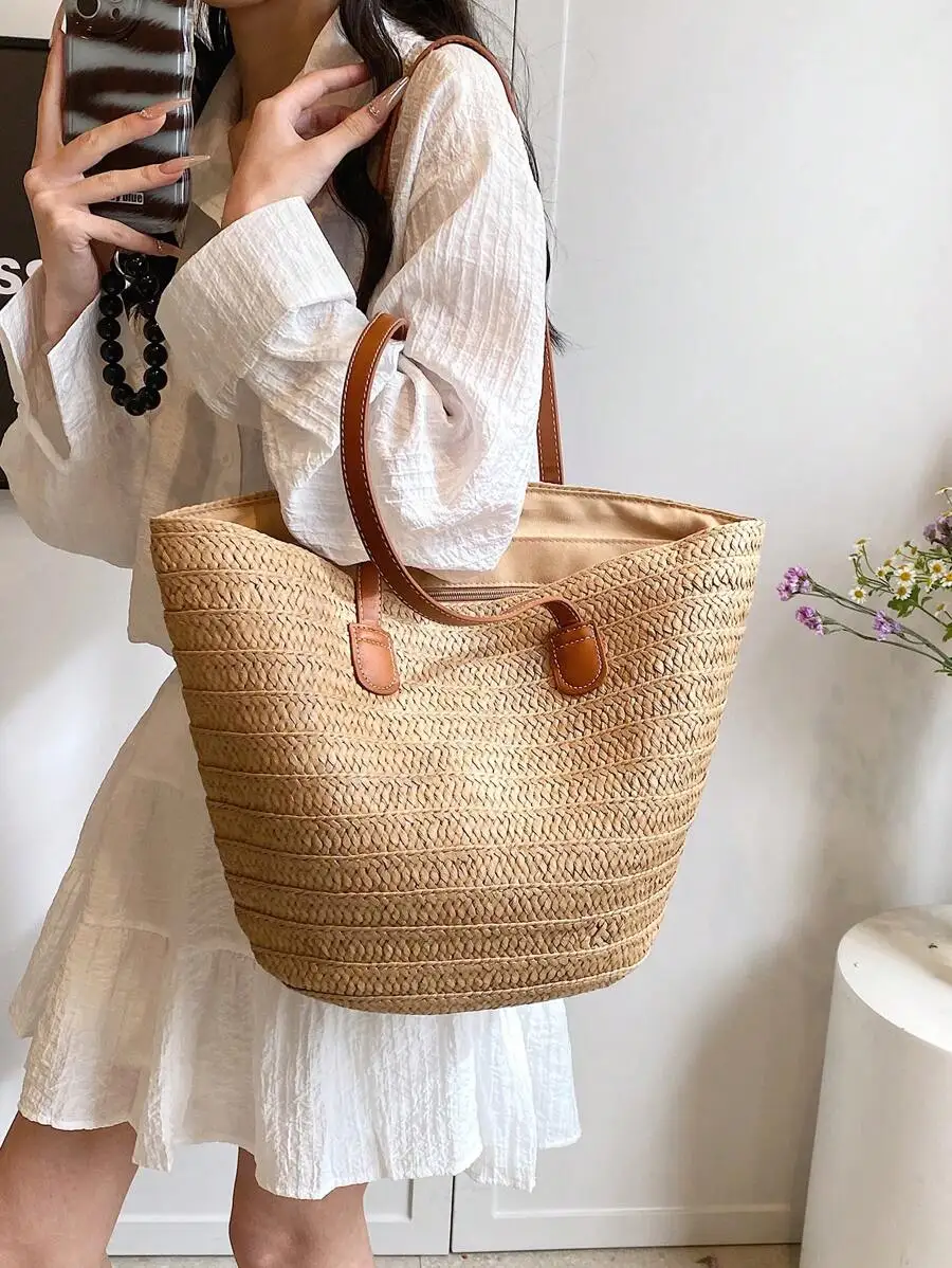 Woven Straw Tote Bag - Large Capacity Summer Beach Handbag for Vacation Holiday
Woven Straw Tote Bag - Large Capacity Summer Beach Handbag for Vacation Holiday