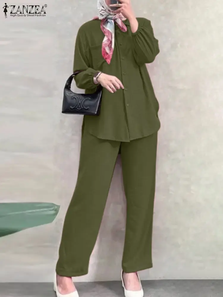 ZANZEA Women Vintage Muslim Sets 2PCS Casual Solid Dubai Turkey Tracksuit Islamic Cloth Spring Long Sleeve Blouse Trousers Suits
ZANZEA Women Vintage Muslim Sets 2PCS Casual Solid Dubai Turkey Tracksuit Islamic Cloth Spring Long Sleeve Blouse Trousers Suits