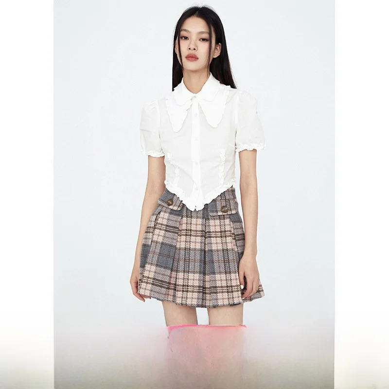 High Waist Tweed Plaid Contrast Color Women's Skirt Autumn Winter A-Line Skirt Girls Button Design Fro for Ladies
High Waist Tweed Plaid Contrast Color Women's Skirt Autumn Winter A-Line Skirt Girls Button Design Fro for Ladies
