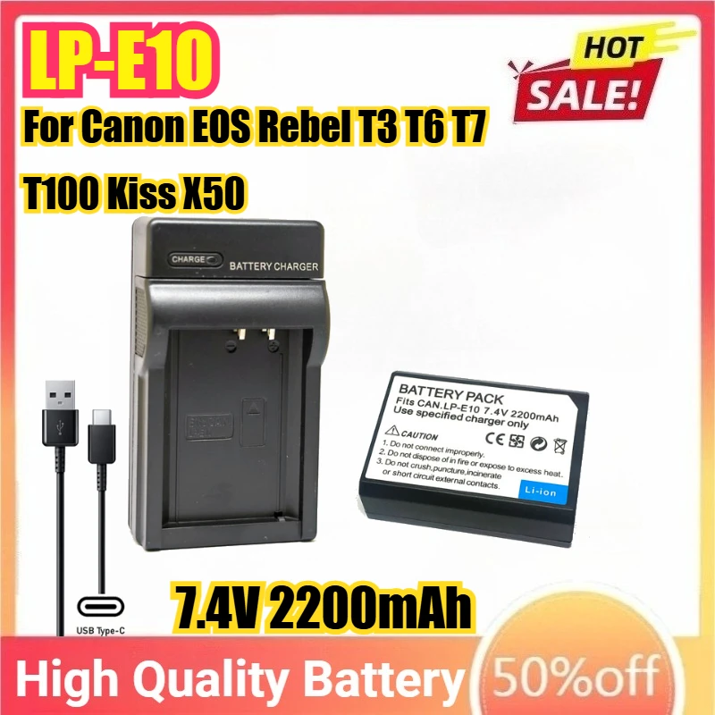 LP-E10 LPE10 7.4V Camera Battery LC-E10 Charger For Canon EOS Rebel T3 T6 T7 T100 Kiss X50 X80 X90 1500D 3000D 4000D Camera
LP-E10 LPE10 7.4V Camera Battery LC-E10 Charger For Canon EOS Rebel T3 T6 T7 T100 Kiss X50 X80 X90 1500D 3000D 4000D Camera