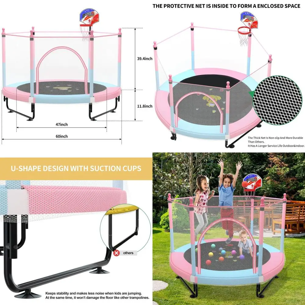 Батут длиной 5 футов для детей, домашний батут для малышей с защитной сеткой, мини-баскетбольное кольцо, коврик для прыжков для домашнего Entertai
Батут длиной 5 футов для детей, домашний батут для малышей с защитной сеткой, мини-баскетбольное кольцо, коврик для прыжков для домашнего Entertai