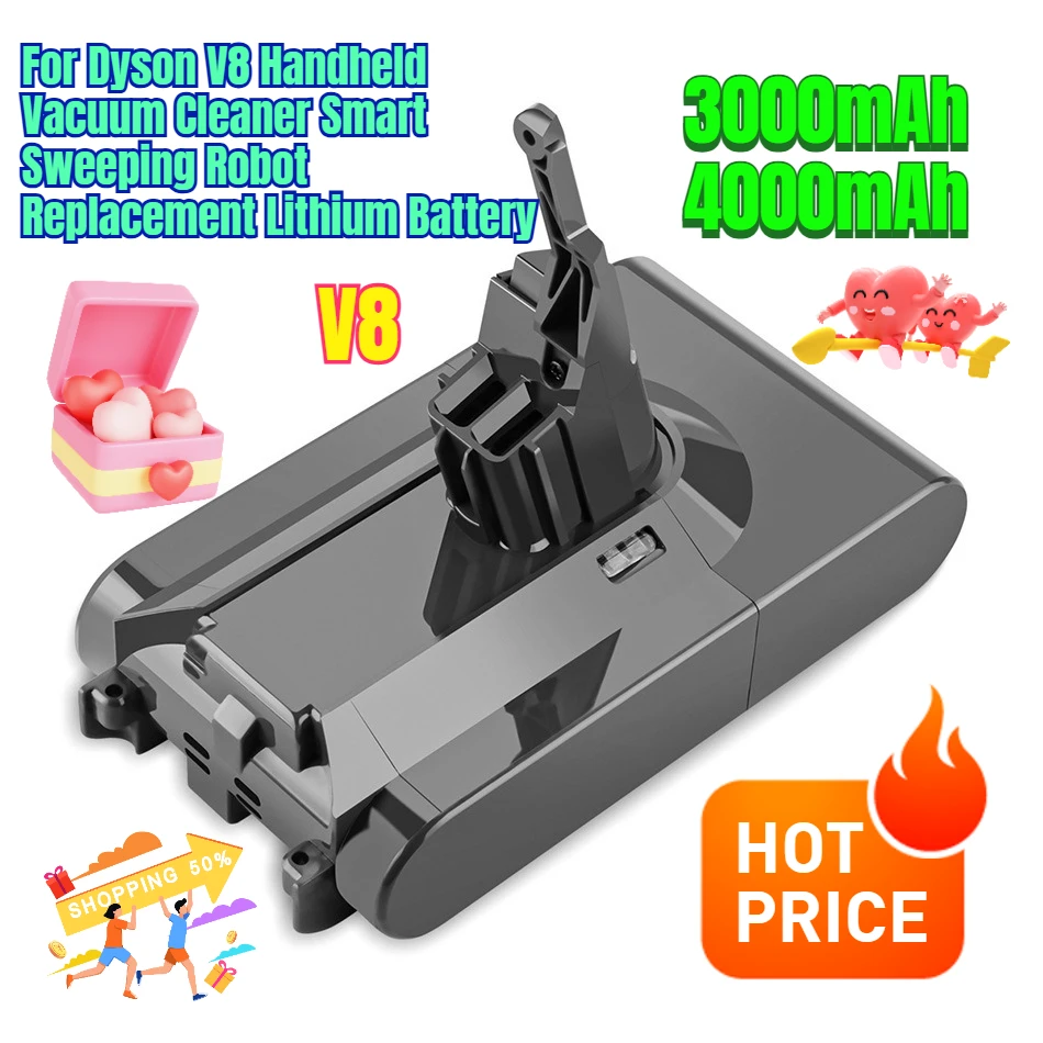 3000/4000mAh for Dyson V8 Handheld Vacuum Cleaner Smart Sweeping Robot Replacement Lithium Battery
3000/4000mAh for Dyson V8 Handheld Vacuum Cleaner Smart Sweeping Robot Replacement Lithium Battery