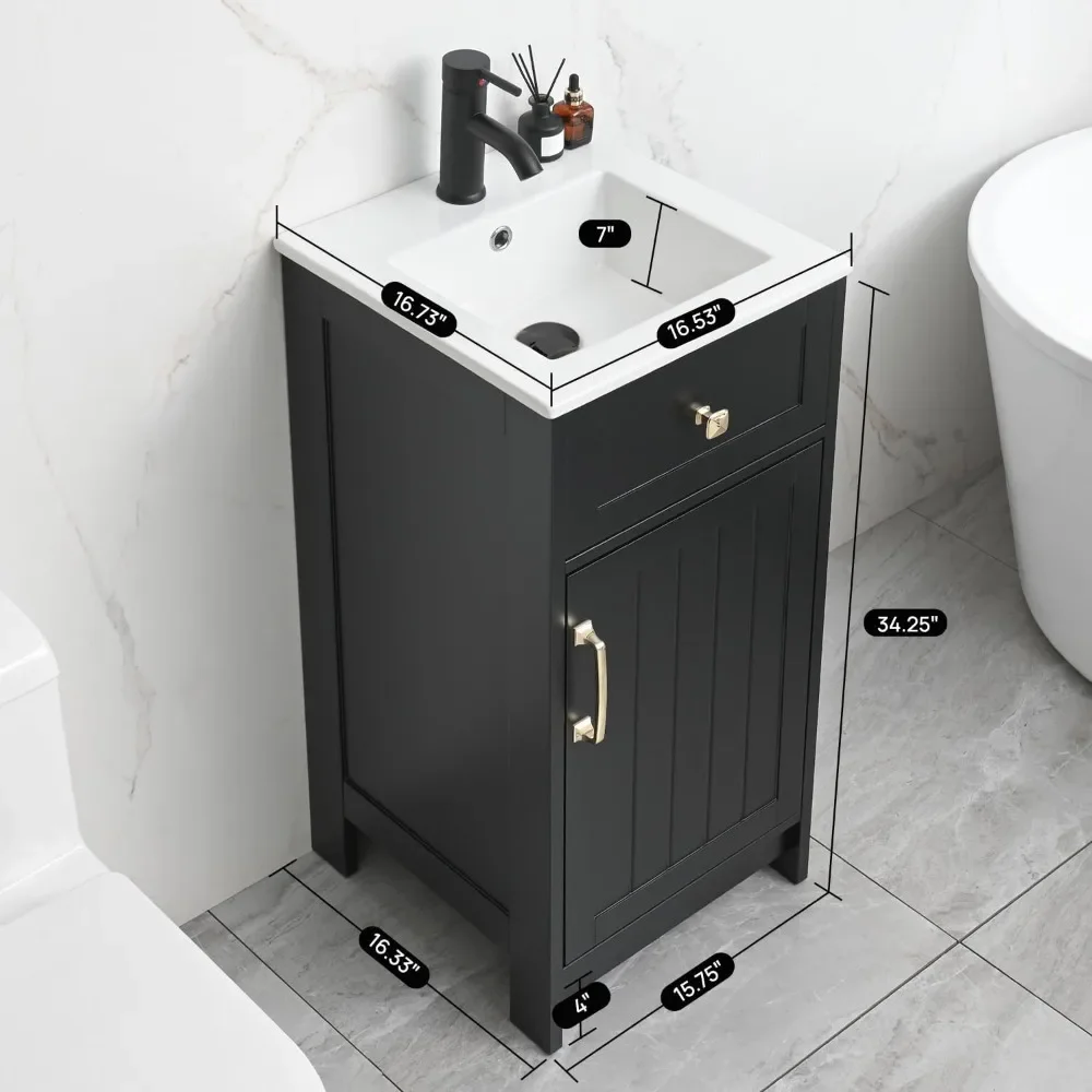 Modern Freestanding Compact Space Bathroom Cabinet, 16-Inch Bathroom Vanity with Sink, Small Bathroom Vanity Set with Storage
Modern Freestanding Compact Space Bathroom Cabinet, 16-Inch Bathroom Vanity with Sink, Small Bathroom Vanity Set with Storage