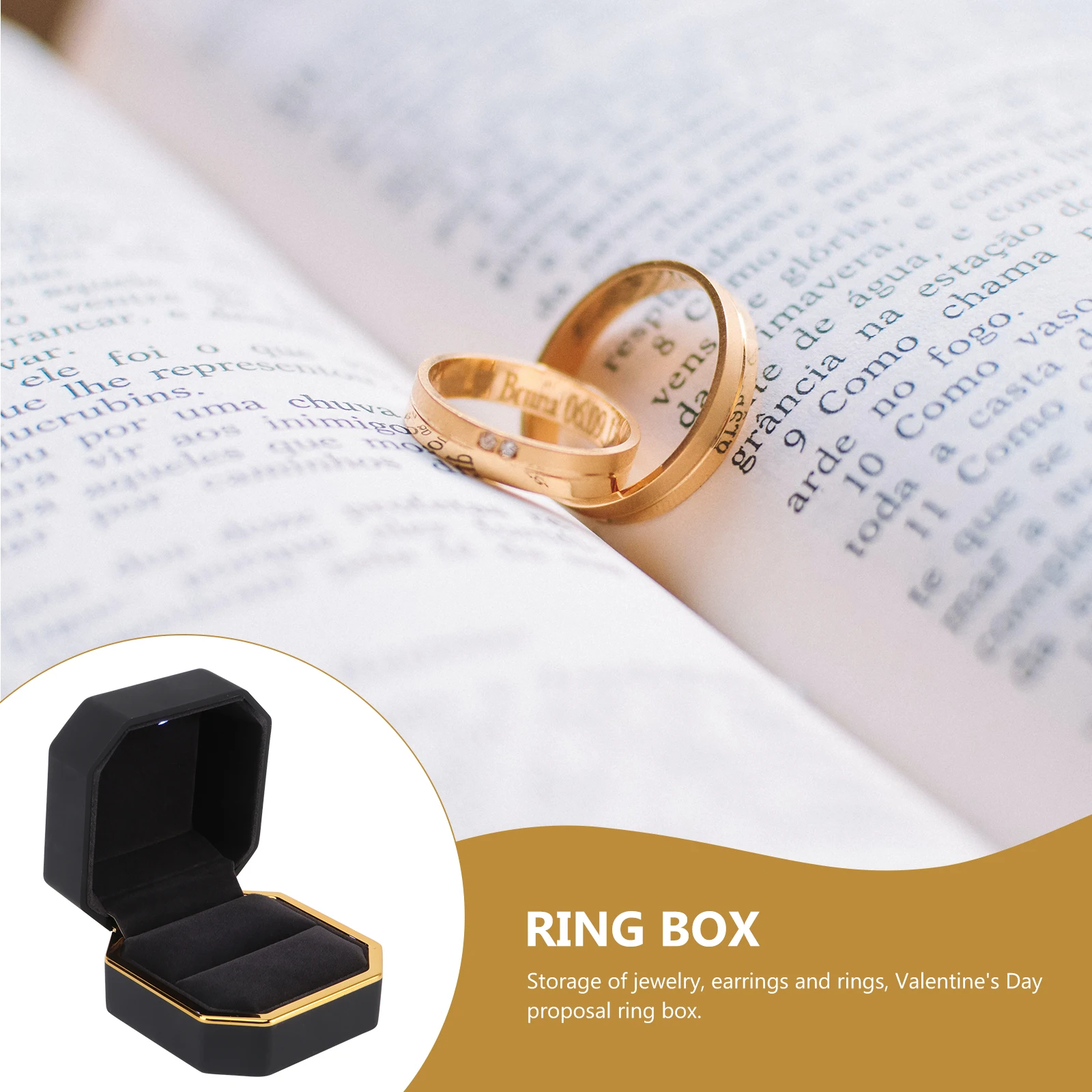 1pc Double Ring Box Flannel Wedding Supply Jewelry Holder Black Led Lighted Practical Organizer Creative Storage Case For
1pc Double Ring Box Flannel Wedding Supply Jewelry Holder Black Led Lighted Practical Organizer Creative Storage Case For