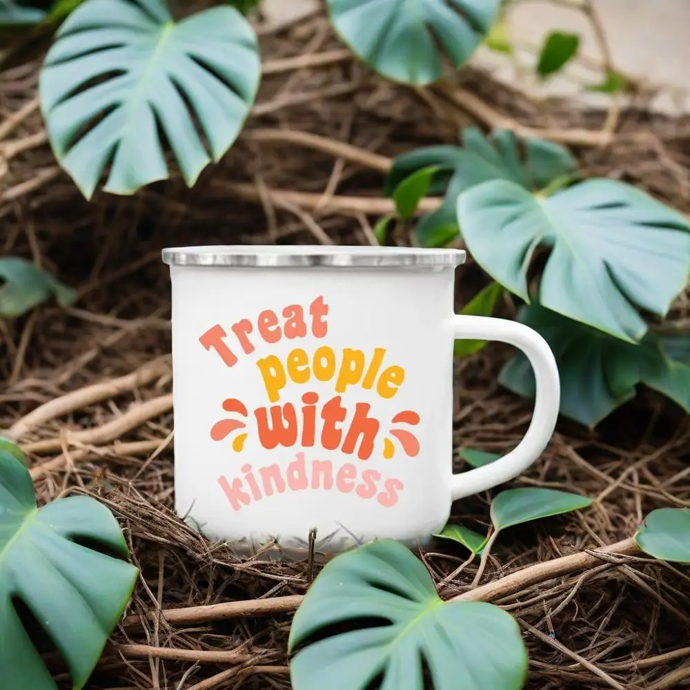 Treat People with Kindness Print Mug Creative Enamel Mugs Travel Coffee Cup Drink Dessert Milk Vintage Handle Drinkware Gifts
Treat People with Kindness Print Mug Creative Enamel Mugs Travel Coffee Cup Drink Dessert Milk Vintage Handle Drinkware Gifts