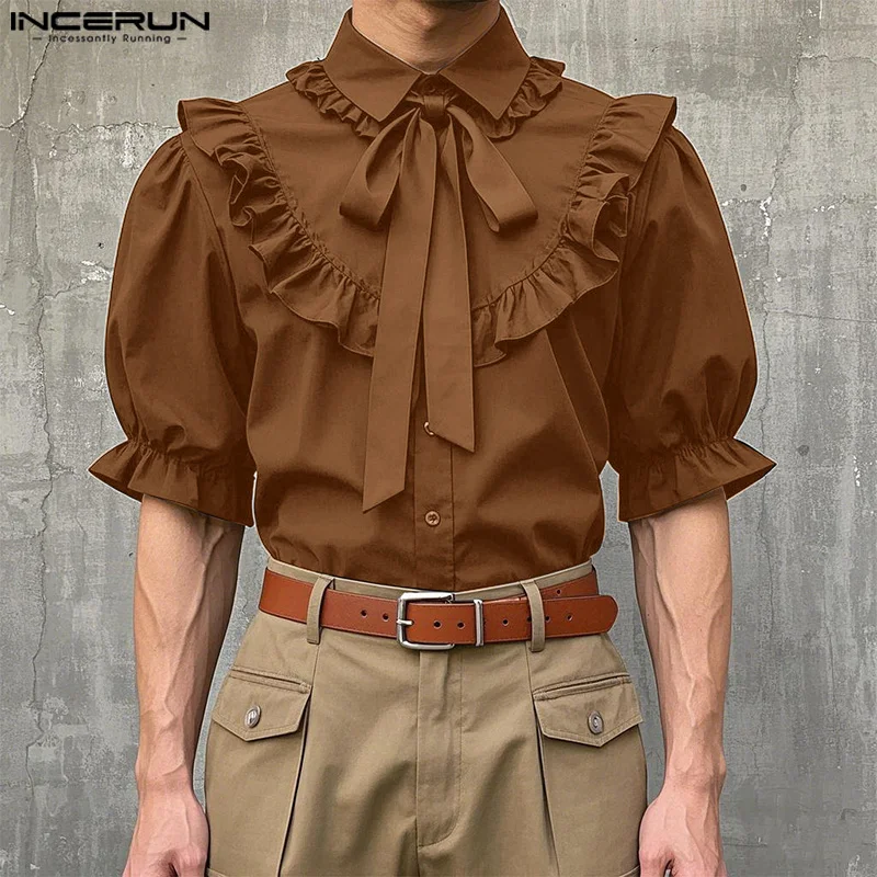 2025 INCERUN Men Shirt Solid Color Lapel Short Sleeve Ruffle Unisex Shirts Streetwear Summer Oversize Fashion Male Tops S-5XL
2025 INCERUN Men Shirt Solid Color Lapel Short Sleeve Ruffle Unisex Shirts Streetwear Summer Oversize Fashion Male Tops S-5XL