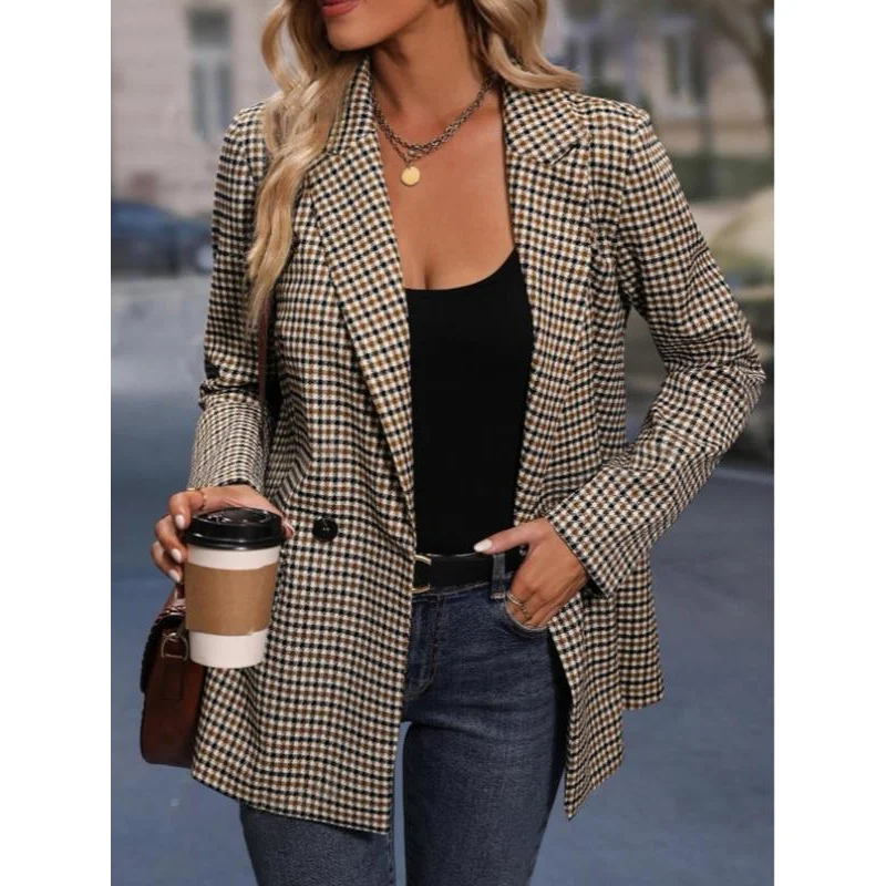 Ladies Plaid Print Blazer - Work Appropriate Lapel Jacket, Comfortable Business Casual Spring/Fall Outerwear
Ladies Plaid Print Blazer - Work Appropriate Lapel Jacket, Comfortable Business Casual Spring/Fall Outerwear
