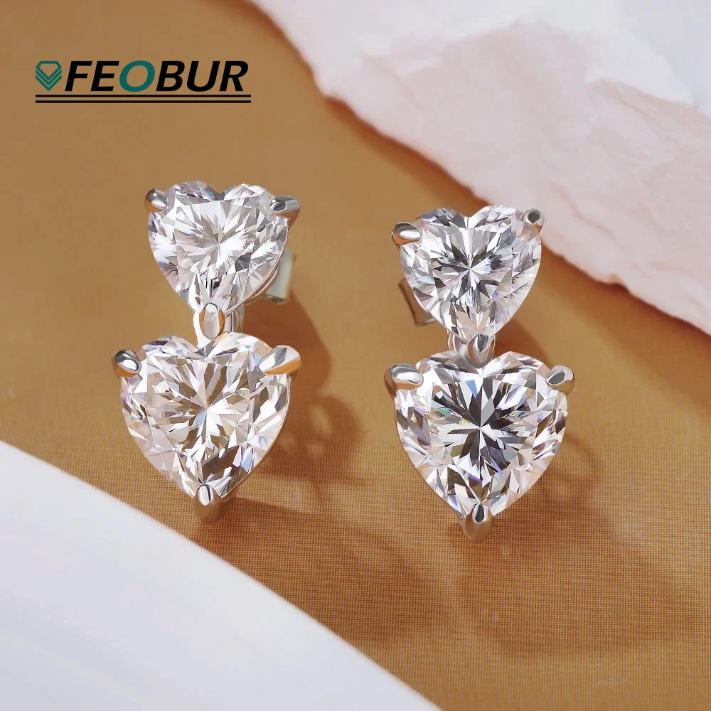 FEOBUR 3/6cttw Heart Cut Moissanite Drop Earrings for Women Certified S925 Sterling Silver Sparkly Diamond Earring Bride Jewelry
FEOBUR 3/6cttw Heart Cut Moissanite Drop Earrings for Women Certified S925 Sterling Silver Sparkly Diamond Earring Bride Jewelry