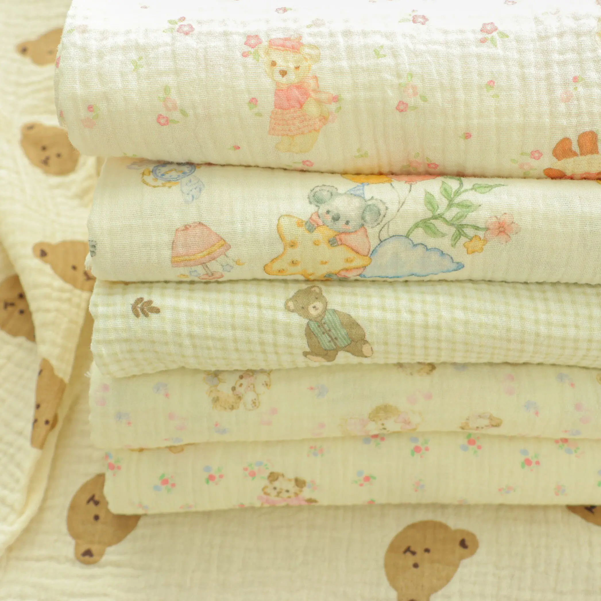 Ткань для пижам, полотенец для ванной и слюнявчиков из двухслойной хлопковой марли класса А, 500x135 см, с мультяшным рисунком, плиссированная
Ткань для пижам, полотенец для ванной и слюнявчиков из двухслойной хлопковой марли класса А, 500x135 см, с мультяшным рисунком, плиссированная