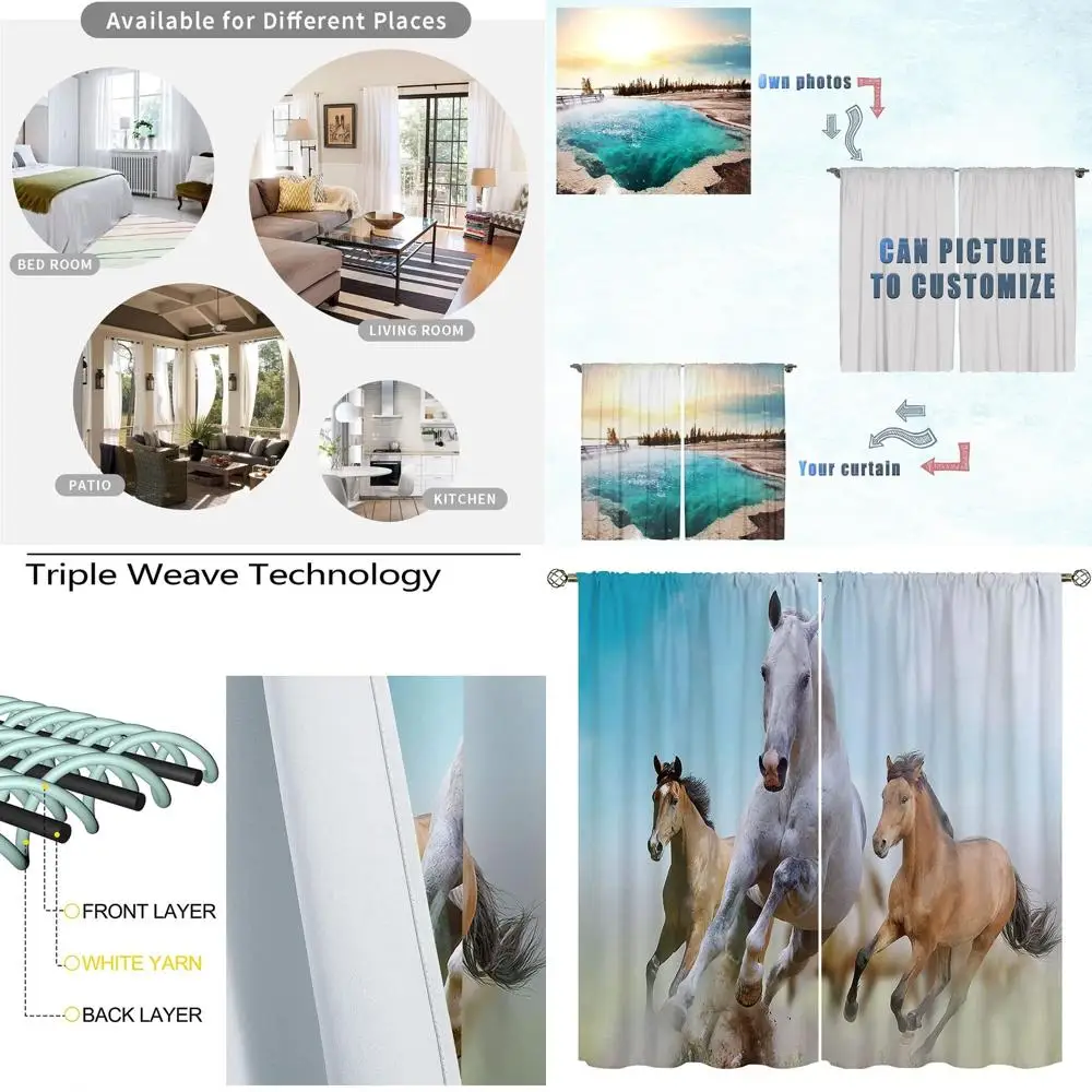Black and White Horse Print Thermal Insulated Curtains, 84x84 Inches for Home Decor
Black and White Horse Print Thermal Insulated Curtains, 84x84 Inches for Home Decor