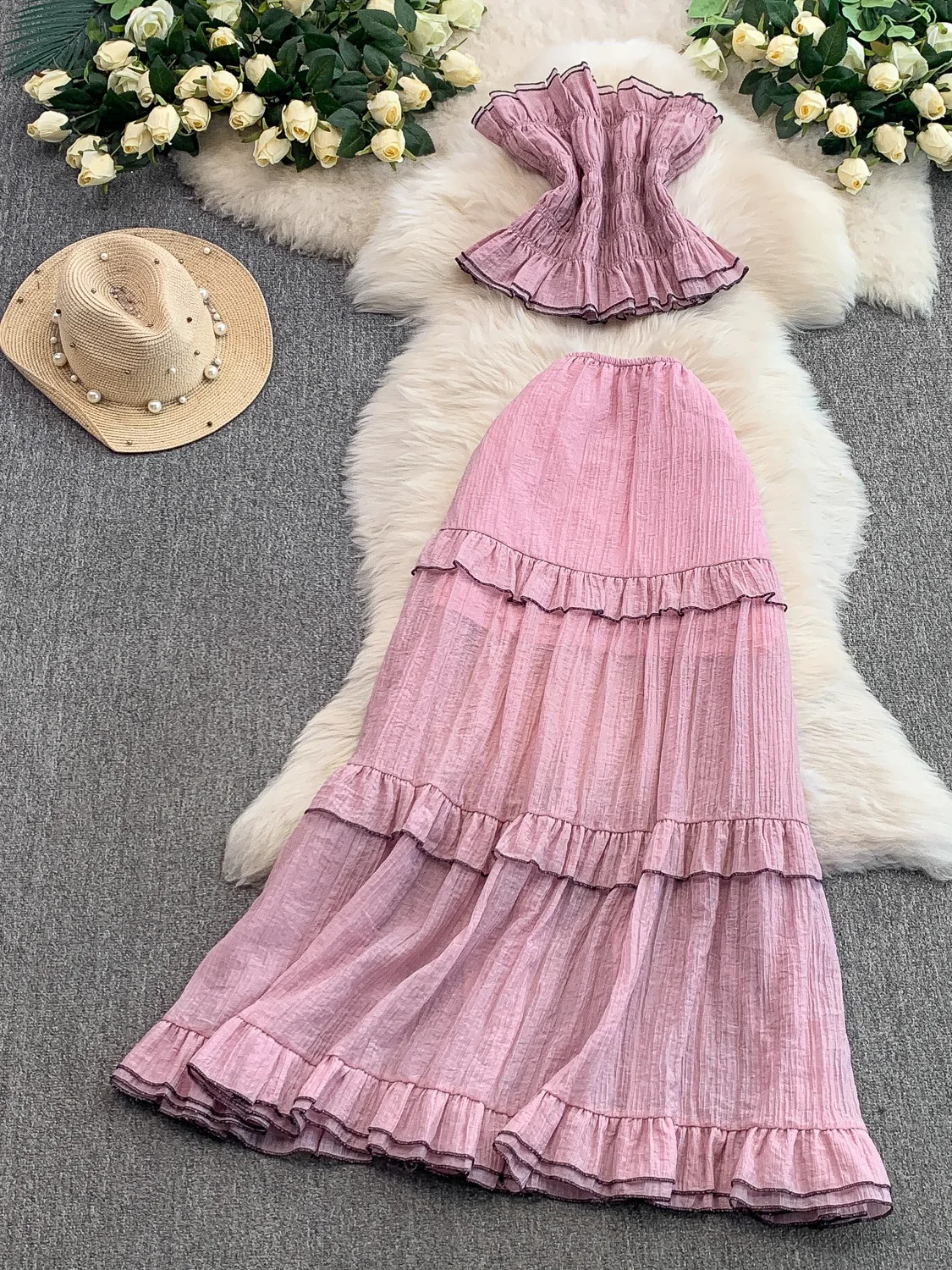 2025 Summer Vacation Beach Long Skirts Two Piece Set for Women Fashion Corp Top and High Waist Skirts 2 Piece Sets Womens Outfit
2025 Summer Vacation Beach Long Skirts Two Piece Set for Women Fashion Corp Top and High Waist Skirts 2 Piece Sets Womens Outfit
