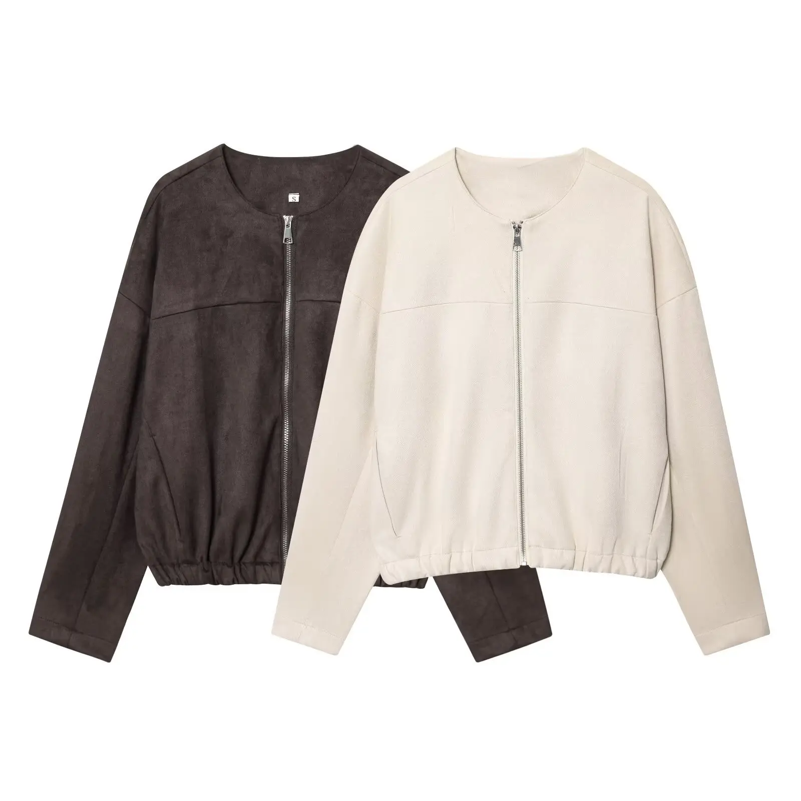 Women's Autumn Winter Round-Neck Zipper Decorative Jacket Baseball Coat Elegant Loose Fit Off-White Outerwear
Women's Autumn Winter Round-Neck Zipper Decorative Jacket Baseball Coat Elegant Loose Fit Off-White Outerwear