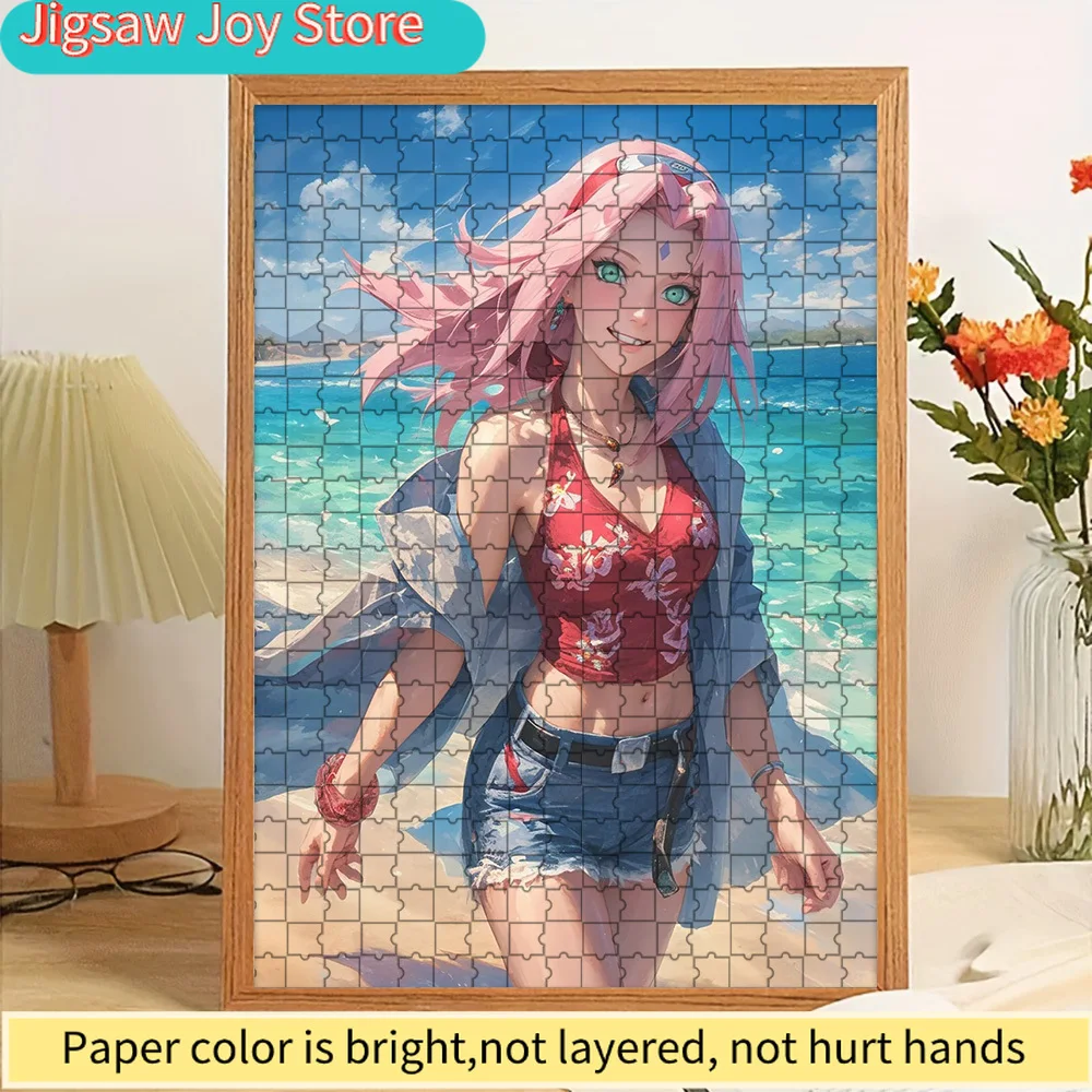 Sakura Haruno Summer Beach Paper Puzzle, Energetic Anime Character Art of Pink-Haired Ninja in Red Floral Top and Denim Shorts a
Sakura Haruno Summer Beach Paper Puzzle, Energetic Anime Character Art of Pink-Haired Ninja in Red Floral Top and Denim Shorts a