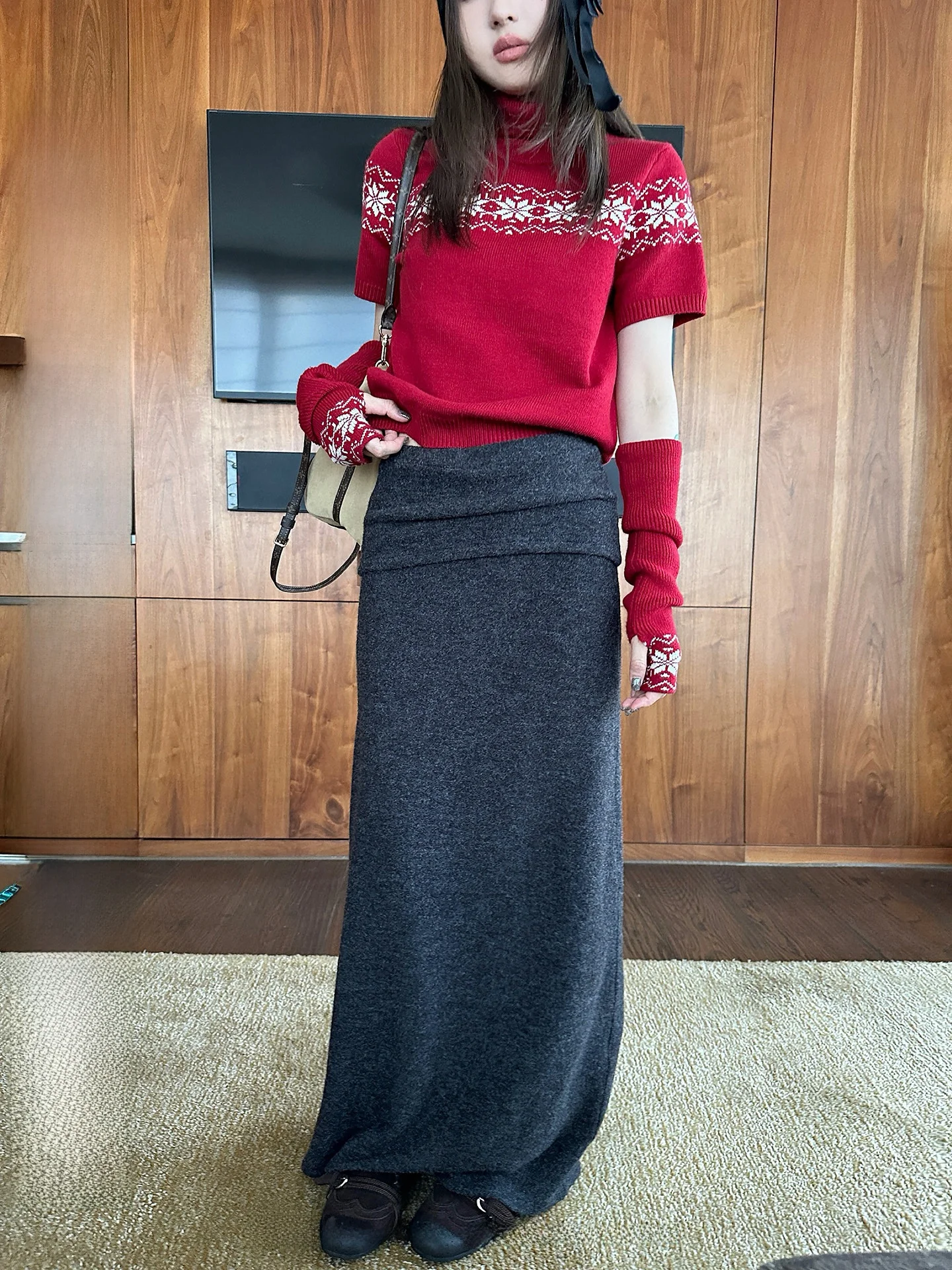 NingSi Grey Brushed A-Line Knitted Midi Skirt Women's Spring New Casual Loose Versatile Long Skirts Commute Warmth Daily Use
NingSi Grey Brushed A-Line Knitted Midi Skirt Women's Spring New Casual Loose Versatile Long Skirts Commute Warmth Daily Use