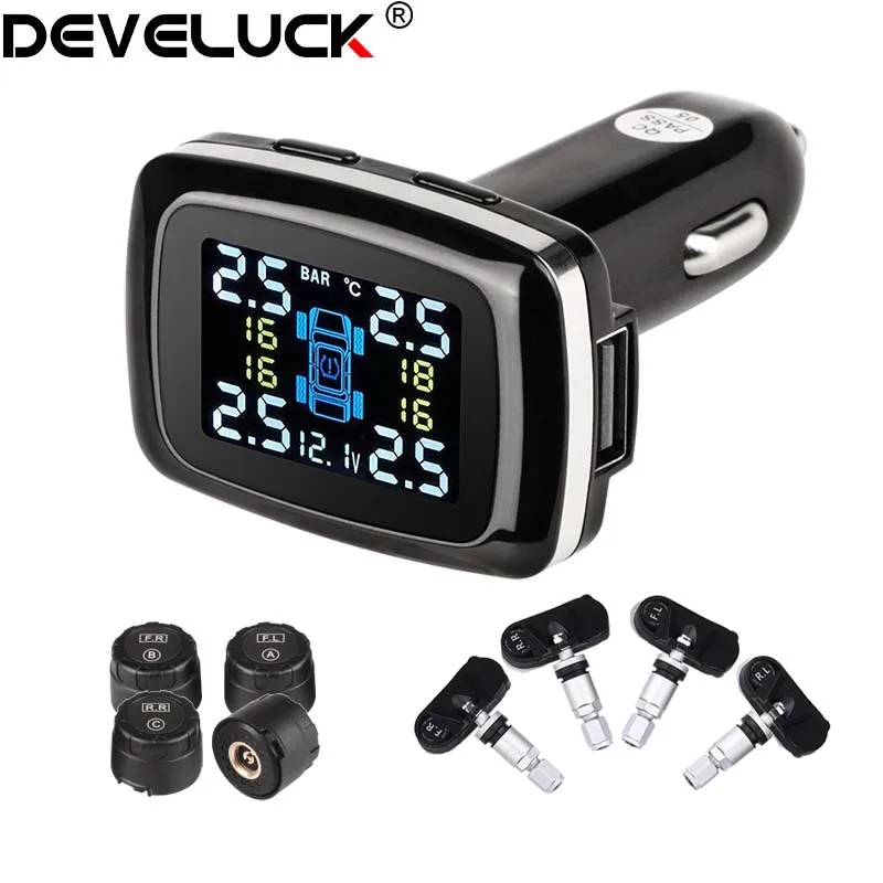 Develuck Car TPMS Digital Tire Pressure Monitoring System USB Port Security Alarm 4 IP68 Waterproof External/Internal Sensors
Develuck Car TPMS Digital Tire Pressure Monitoring System USB Port Security Alarm 4 IP68 Waterproof External/Internal Sensors