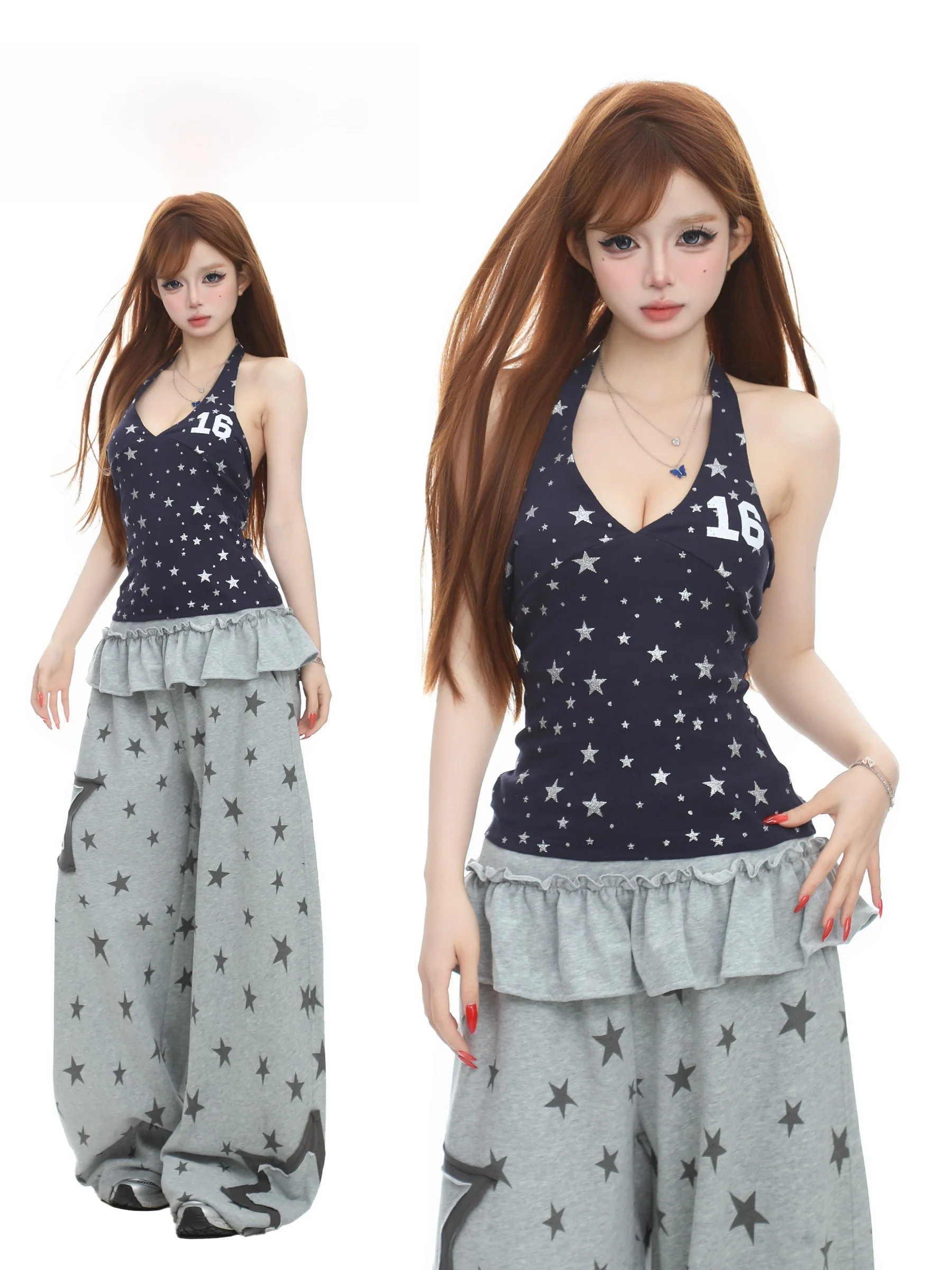 BASTERDS American Style Star Print Hanging Neck Vest Women Summer Spicy Short Tight Fit Slimming Backless Top Cotton Blend
BASTERDS American Style Star Print Hanging Neck Vest Women Summer Spicy Short Tight Fit Slimming Backless Top Cotton Blend