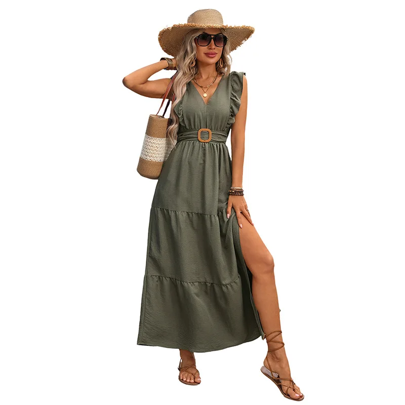 Women's Elegant Split Deep V Neck High Waist Petal Sleeve Slit Dress Casual Holiday Beach Party Long Dress
Women's Elegant Split Deep V Neck High Waist Petal Sleeve Slit Dress Casual Holiday Beach Party Long Dress